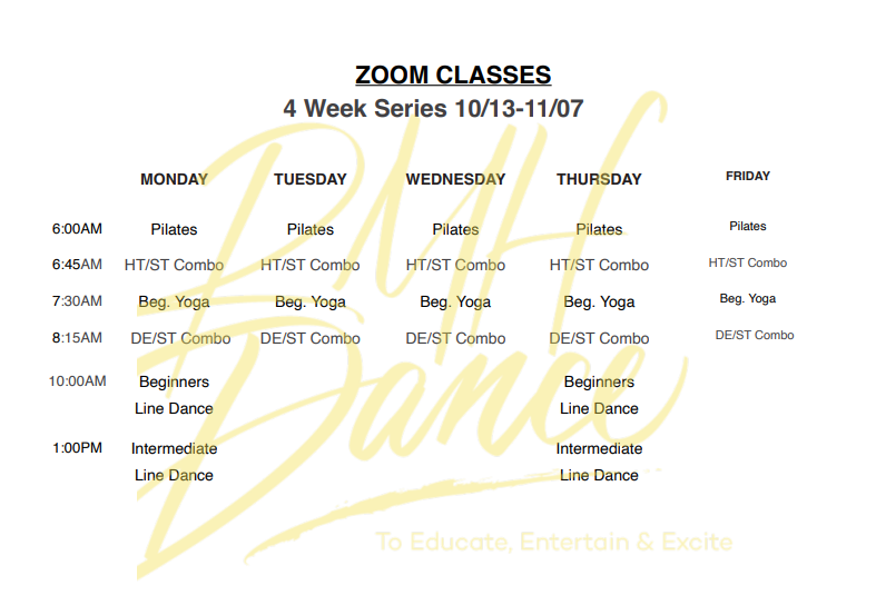 zoom classes 4 week series